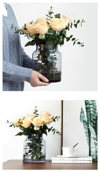 楽天市場 ガラス 花瓶 おしゃれ フラワーベース ガラス 瓶 大きい 花瓶 フラワー ベース シンプル 枝もの 枝物 一輪挿し 筒 筒型 円筒 透明 クリア グレー18cm 広口 フラワーポット 花束 花 花びん 花器 可愛い 北欧 一人暮らし 女子 部屋 インテリア
