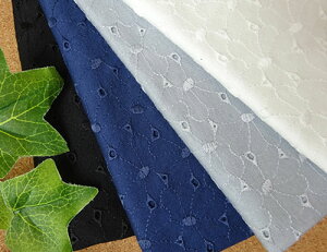 国産 コットン100%国産ニットジャージカットワークレース生地 花柄(4色)KLM148【1個90cmx50cm】4個までネコポス可能