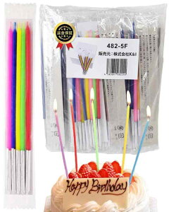 健康生活 誕生日ローソク スリムキャンドル 長さ12cm 482-5F(5色×50袋)業務用・クリスマスイベント用 ピンク