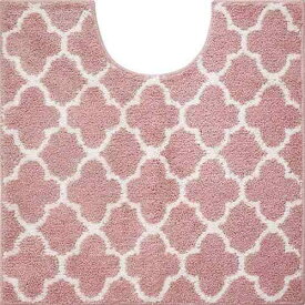 ふんわりと柔らかな肌触り シンプルで優雅なモロッカン柄 トイレマット ピンク ファブリック 場所も季節も選ばない万能デザイン 洗濯機丸洗いOK 滑り止め加工 60×60cm、80×60cmからお選びい