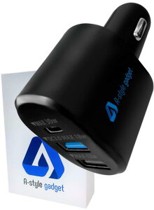 A-stylegadget USB �J�[�`���[�W���[ �V�K�[�\�P�b�g 60W �^�C�vc x1 �^�C�va x2 �u���b�N �ԏ[�d��