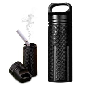 携帯灰皿 車用灰皿 防水 密閉 アウトドア 小物入れ 携帯型 (ブラック)