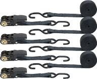 ラチェットベルト 2m 4本セット 幅25mm 荷締めベルト タイダウンベルト 固定用 ブラック 運搬 荷物固定 …