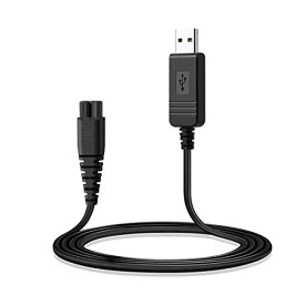 USB 充電ケーブル HATTEKER 電動バリカン ヘアカッター ヒゲトリマー 長さ120cm ブラック RFC690 RFC58 送料　無料