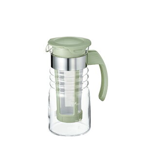 HARIOハリオかご網付き水出し茶ポットミニ 実用容量700ml スモーキーグリーン 耐熱ガラス製 熱湯・食洗器OK 冷水筒 HCC 送料 無料