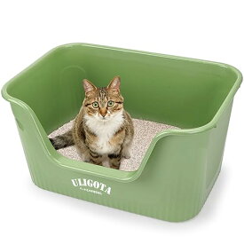 UGOA 超大型猫用トイレ オープンタイプ 大きい猫 多猫 トイレ本体 簡単掃除 清潔 飛散防止 一体成形 幅64×奥45×高33c入り口までの