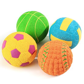 犬 おもちゃ ボール 4個セット 音が鳴る 噛むおもちゃ 野球 サッカー バレー バスケ 直径7cm 小型犬 中型犬 子犬用