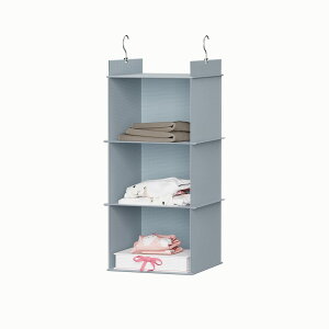 吊り下げ収納 衣類ラック 収納 クローゼット 水洗い可能 防湿防カビ 折りたたみグレー、6段