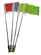ガイド 手旗携帯用伸縮ポール 6段式伸縮タイプ 120cm 実物撮影 緑色旗付