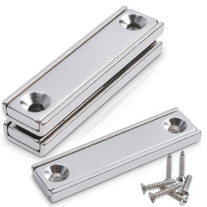 MAGXENE 3個入 超強力マグネット 50x13.5x5mm 皿穴3.5mm 直方体磁石バー ネオジム磁石 ネジ付き 角型 バーマグネット