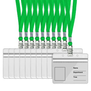 hoiy ネームホルダー 35枚入れ カード ホルダー ネックストラップ 横型 タイプ ブルー 吊り下げ 名札 ストラップ 名札 ホルダー カ