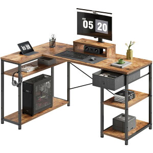 Maihail 机 l字デスク 勉強机 pcデスク パソコンデスク右棚左棚 オフィスデスク 幅136cm desk コーナーデスク つくえ ?子