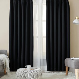 カーテン 1級遮光 4枚組 セット ブラック 幅150cm丈210cm UVカット 断熱 防寒 防音 省エネ 厚手 無地 おしゃれ 洗える 寝
