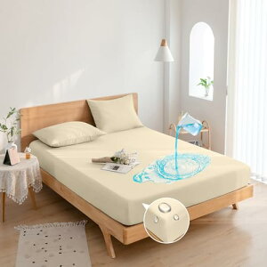 Vallein 防水シーツ 綿100% 側面防水 シングル ボックス 全面防水 ボックスシーツ ダブル セミダブル クイーン キング おねしょシ