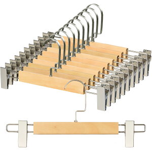 ズボンハンガー スカートハンガー すべり落ちない 型崩れしない 調節可能なクリップ 上品 天然木製