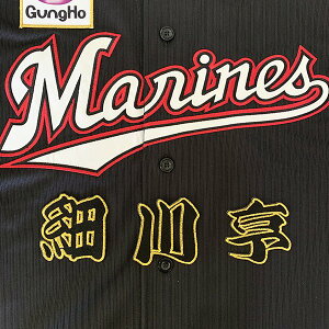 納期注意【千葉ロッテ マリーンズ 刺繍ワッペン 細川 名前】細川亨/応援歌/ユニフォーム/プロ野球/刺繍/刺しゅう/応援グッズ