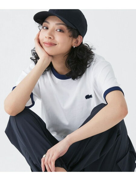 【オンライン限定】LACOSTE ワンポイントロゴ リンガーTシャツ LACOSTE ラコステ トップス カットソー・Tシャツ ベージュ ネイビー ブラック ホワイト【送料無料】[Rakuten Fashion]
