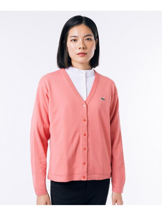 LACOSTE レッド Vネック カーディガン 【中古】LACOSTE(ラコステ)IZOD 