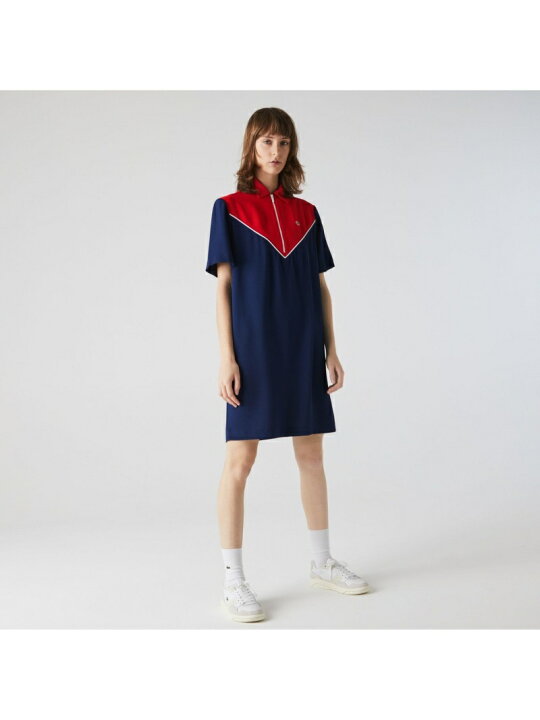 楽天市場 Sale 30 Off カラーブロックポロドレス Lacoste ラコステ ワンピース ドレス シャツワンピース ネイビー Rba E 送料無料 Rakuten Fashion Lacoste ラコステ