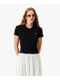 タイトフィットリブニットTシャツ LACOSTE ラコステ トップス シャツ・ブラウス ブラック ホワイト【送料無料】[Rakuten Fashion]