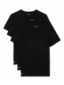 3枚セット スリムフィット エッセンシャル ラウンジVネック半袖Tシャツ / 3パックTシャツ LACOSTE ラコステ トップス カットソー・Tシャツ ブラック ホワイト【送料無料】[Rakuten Fashion]