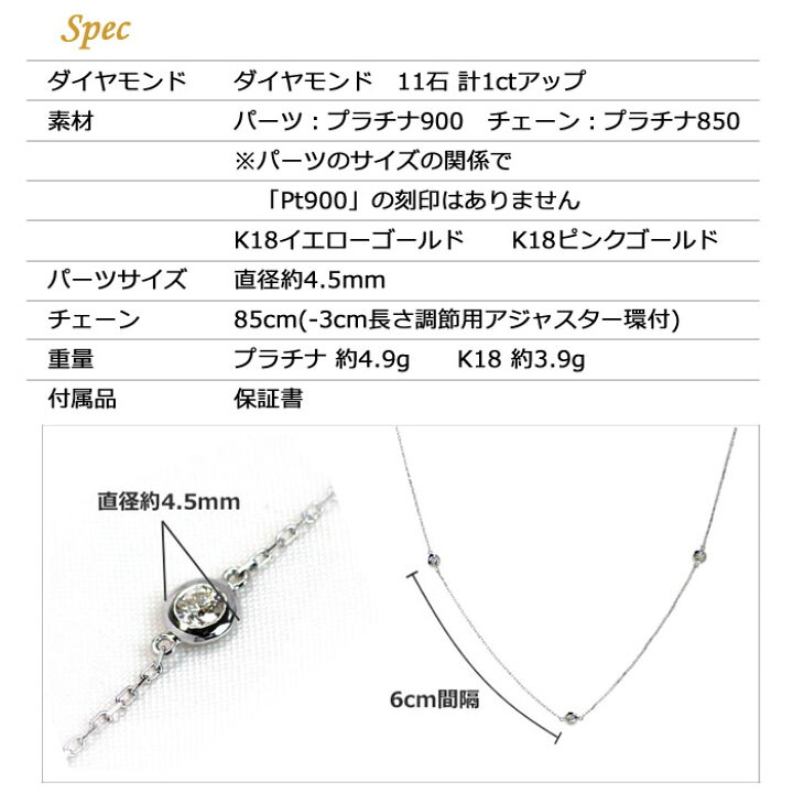 楽天市場】ダイヤモンド ステーション ネックレス 1ct プラチナ K18  