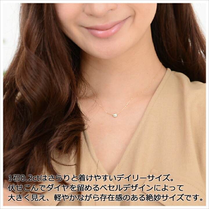 楽天市場】一粒ダイヤ ネックレス ダイヤモンド 天然ダイヤ 0.2ct  