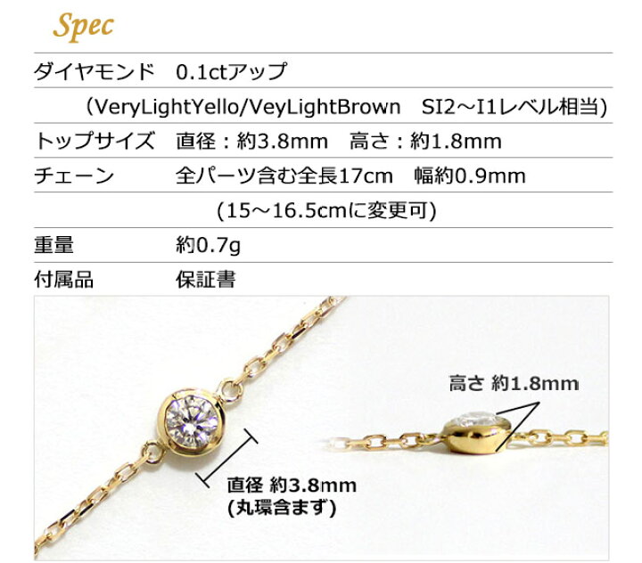 楽天市場】ダイヤモンド ブレスレット 0.1ct K18 一粒ダイヤ ダイヤ 