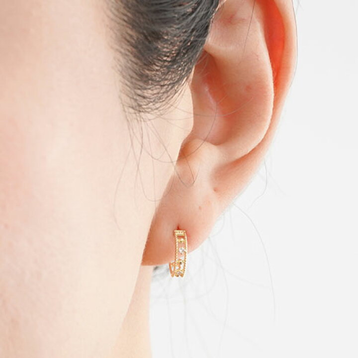 楽天市場】ダイヤモンド フープピアス 計0.04ct K18 イエローゴールド 