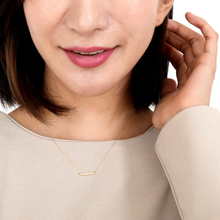 楽天市場】ネックレス ダイヤモンド 0.1ct K18 イエローゴールド バー  