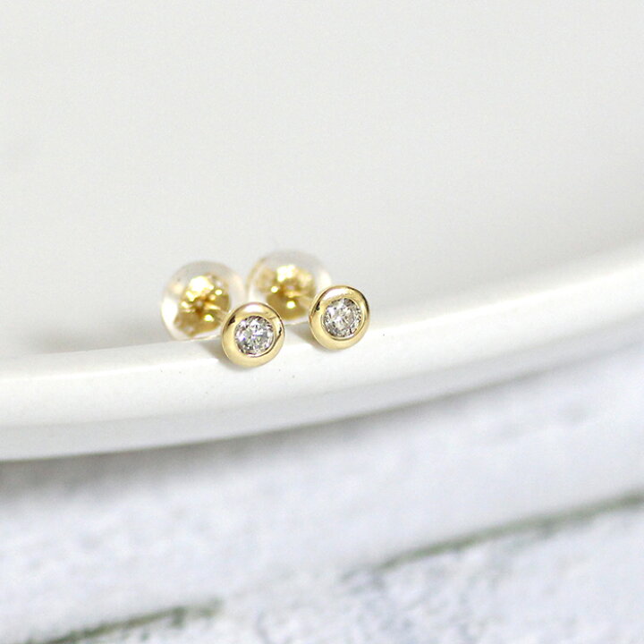 楽天市場】ダイヤモンド ピアス 0.1ct フクリン ベゼル ドーナツ 