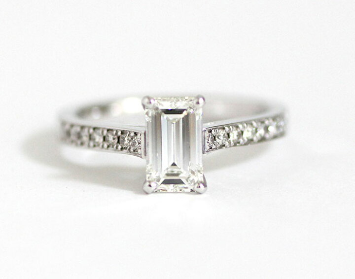楽天市場】ダイヤモンド リング Pt900 エメラルドカット 0.859ct H 