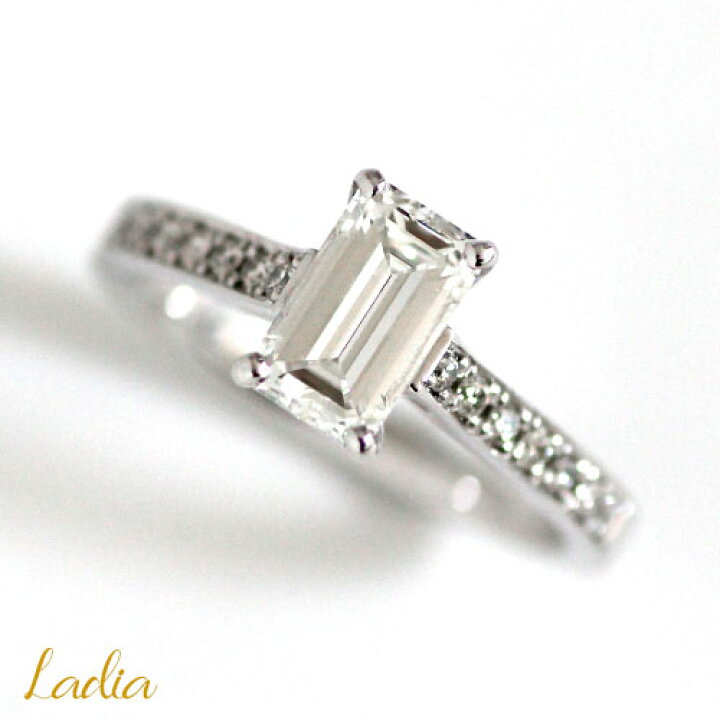楽天市場】ダイヤモンド リング Pt900 エメラルドカット 0.859ct H 
