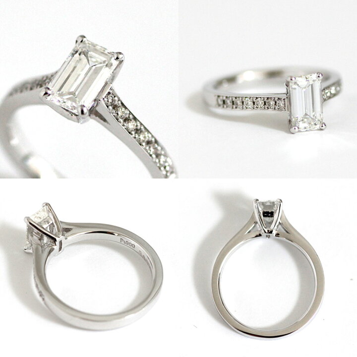 楽天市場】ダイヤモンド リング Pt900 エメラルドカット 0.859ct H 
