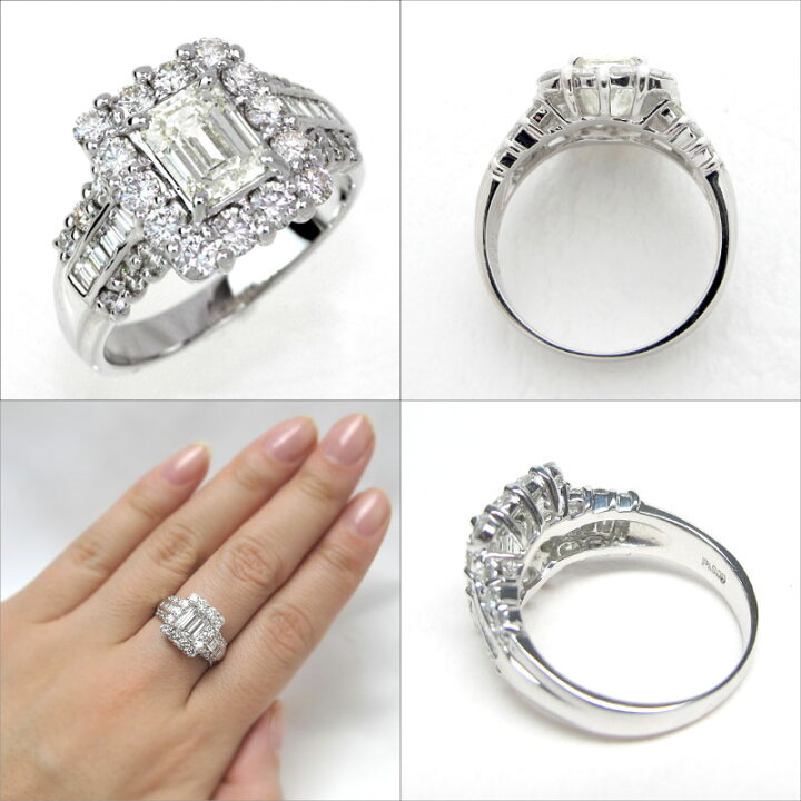 楽天市場】ダイヤモンド リング Pt900 エメラルドカット 1.014ct 