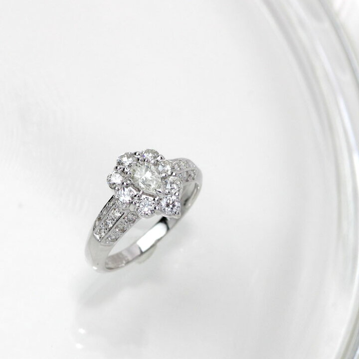 楽天市場】ダイヤモンド リング ペアシェイプダイヤ 0.232ct Iカラー 