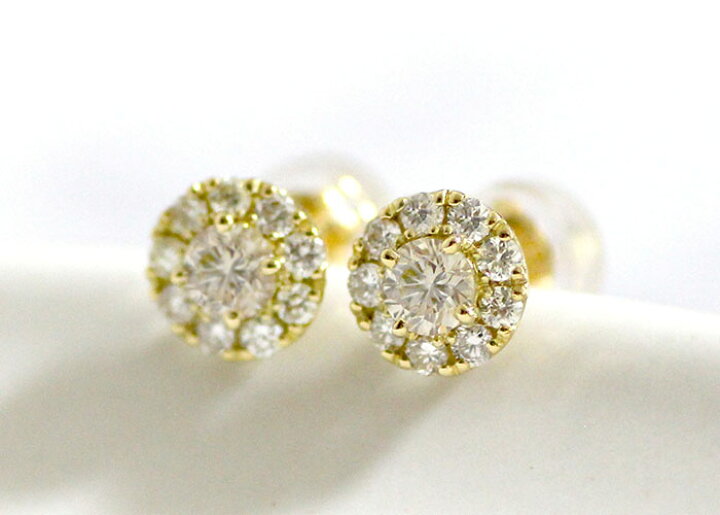 楽天市場】ダイヤモンド ピアス 計0.5ct K18 イエローゴールド 天然  