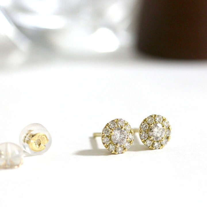 楽天市場】ダイヤモンド ピアス 計0.5ct K18 イエローゴールド 天然  