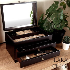 ジュエリー ボックス 木製 アクセサリー ボックス 宝石箱 収納 3段 大容量 ネックレス リング ピアス 誕生日 プレゼント ララクリスティー
