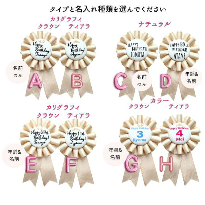 楽天市場】バースデーロゼット 誕生日ロゼット（シングル1段） 名入れ  