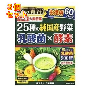 日本薬健 金の青汁 25種の純国産野菜 乳酸菌×酵素 60包×3個