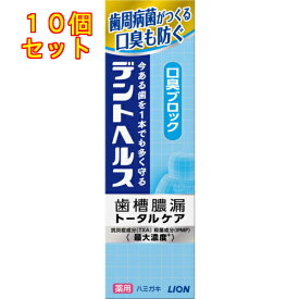 【医薬部外品】デントヘルス　薬用　ハミガキ　口臭ブロック　85g　歯磨き粉×10個