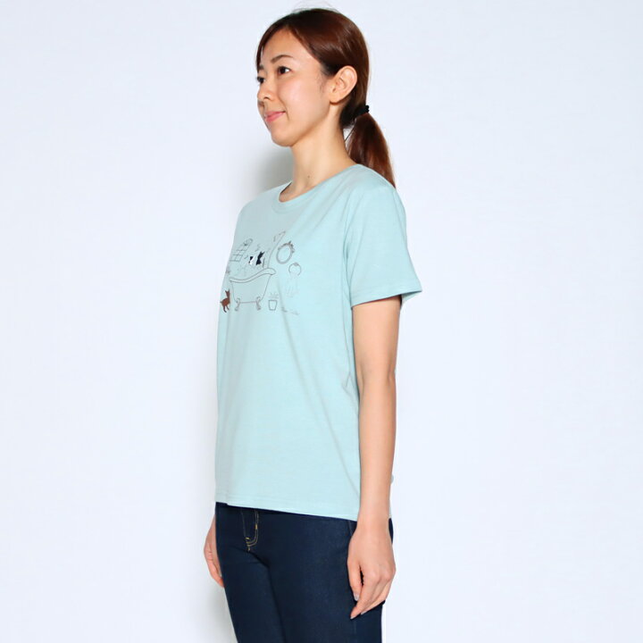 楽天市場 Tシャツ 半袖 Three Cats スリーキャット ねことバスタブ柄ラメプリントtシャツ レディース ストレッチ Uv加工 吸水速乾dry 接触冷感 薄手 Tシャツ M L Ll 3l オフ サックス ライトグレー ネイビー 春 夏 21w デイリーライフ通販店レディハート