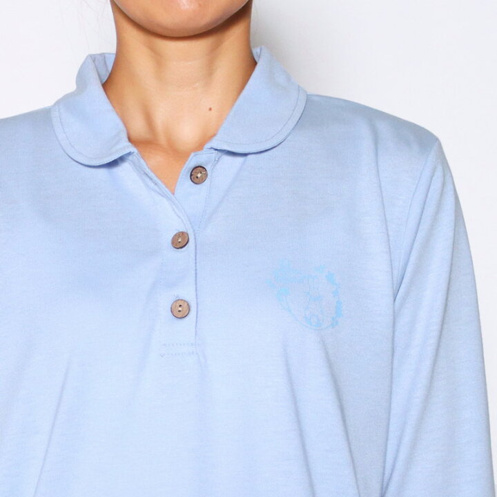 楽天市場 ポロシャツ 長袖 Peter Rabbit ピーターラビット リトルバニープリント丸衿スキッパー レディース キャラクター M L Ll 3l キナリ ピンク サックス グレー 秋 春 2145w Polo デイリーライフ通販店レディハート