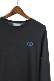 送料込 クリスチャンディオール DiorCDロゴ ロングTシャツ ネイビーブラック系 [XXS相当]レディース ロンT 　TシャツAランク I3-3