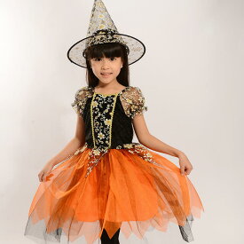 ハロウィーン コスプレ 子供衣装 魔女 2点セット 子供ドレス ワンピース 女の子　ハロウィン