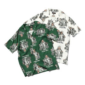 Ally＆Dia アリーアンドダイア 開襟シャツ ストリート ヒップホップ ラッパー ダンサー アメカジ カジュアル ブランド METAL MARIA ALLOVER S/S SHIRTS AD25SU001