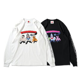 パンクドランカーズ PUNK DRUNKERS 長袖Tシャツ ロゴ プリント ストリート ヒップホップ ラッパー ダンサー カジュアル ブランド パンクドランカーズ PDS×どうぶつーズ てくてくロンT PDS-24196