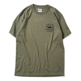 ソウルフル SOULFUL トップス 半袖 Tシャツ 男性 メンズ 春夏 ストリート カジュアル ブランド ワンポイント ロゴ プリント OLIVE オリーブ 緑 FISHERMAN'S CLUB BASIC LOGO TEE M-XXL