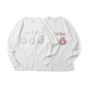 �`�[���T�^�� �X�P�[�g�{�[�f�B���O TEAM SATAN SKATEBOARDING T�V���c ���� �X�g���[�g �q�b�v�z�b�v ���b�p�[ �_���T�[ �u�����h TEAM SATAN 666 L/S TEE RHINESTONE TS001-2-RS ����